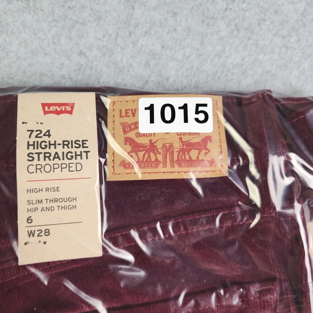 Levi's 724 Pants Womens 28 Red‎ Stretch Corduroy High Rise Straight Cropped